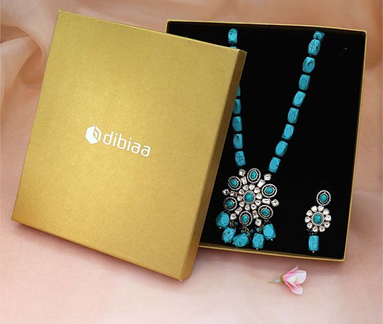 Top Bottom Big Necklace Box – Gold Metallic