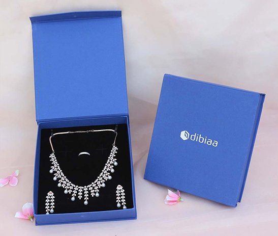 Flap Magnetic Necklace Box – Blue